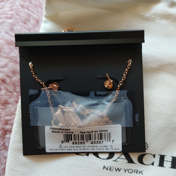 NWT COACH open circle necklace and tea rose earring set - Picture 8 of 8